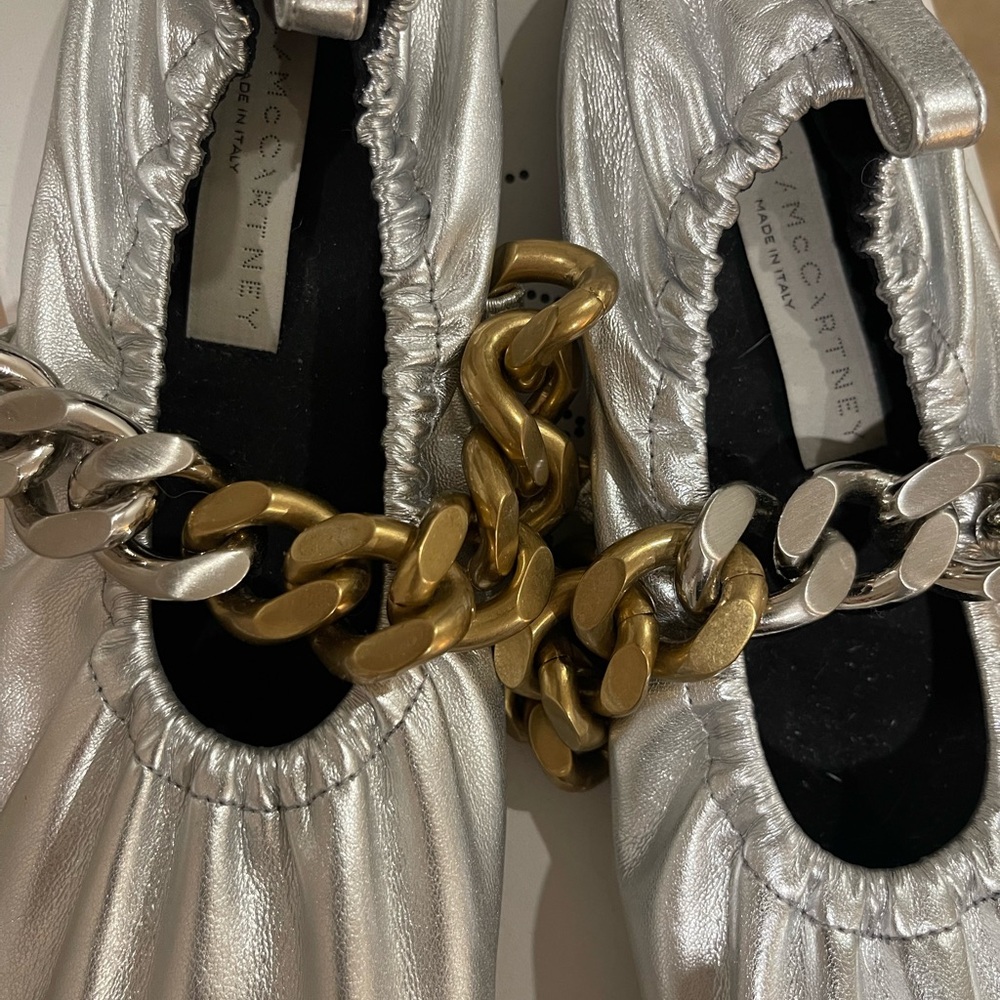 Stella McCartney Metallic Flats with Chunky Chain